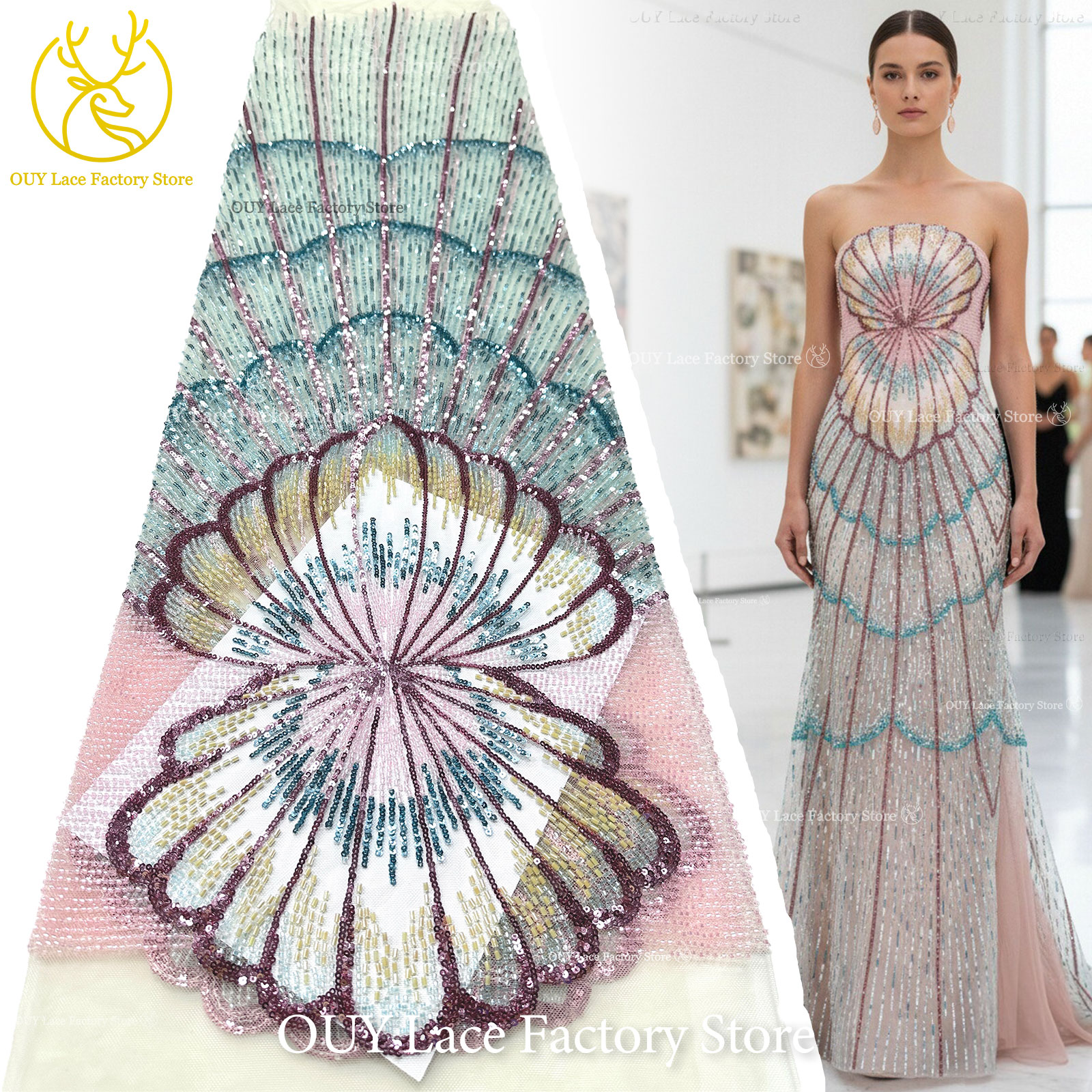 Embroidery Net Dress - Hot Sale Luxury Sequins Embroidery Lace