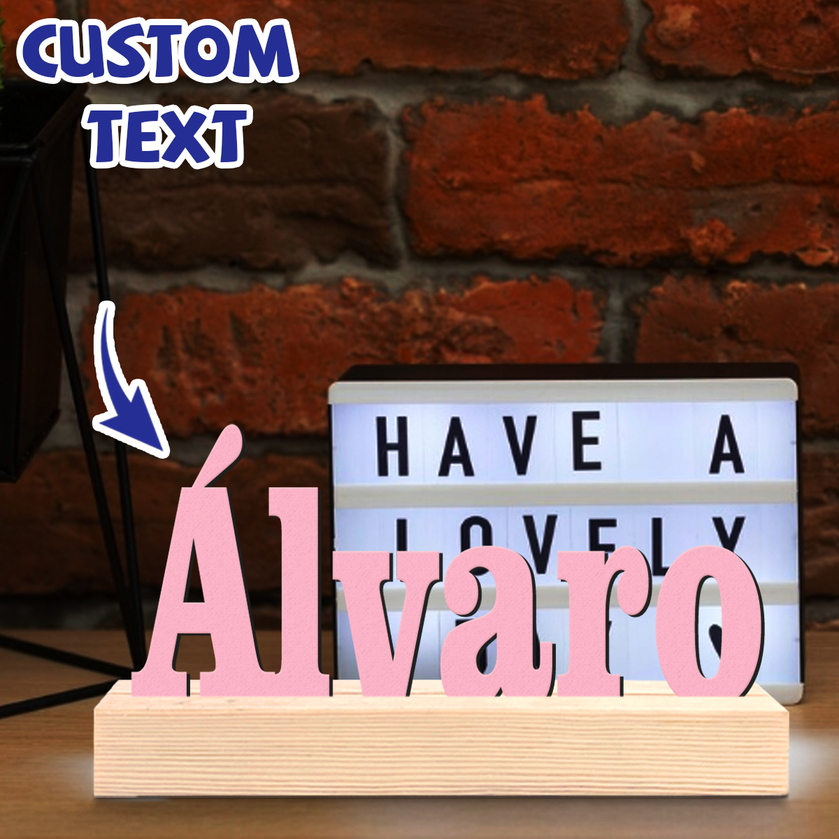 Embroidery Writing - 1pc Custom Wooden Name Sign Personalized