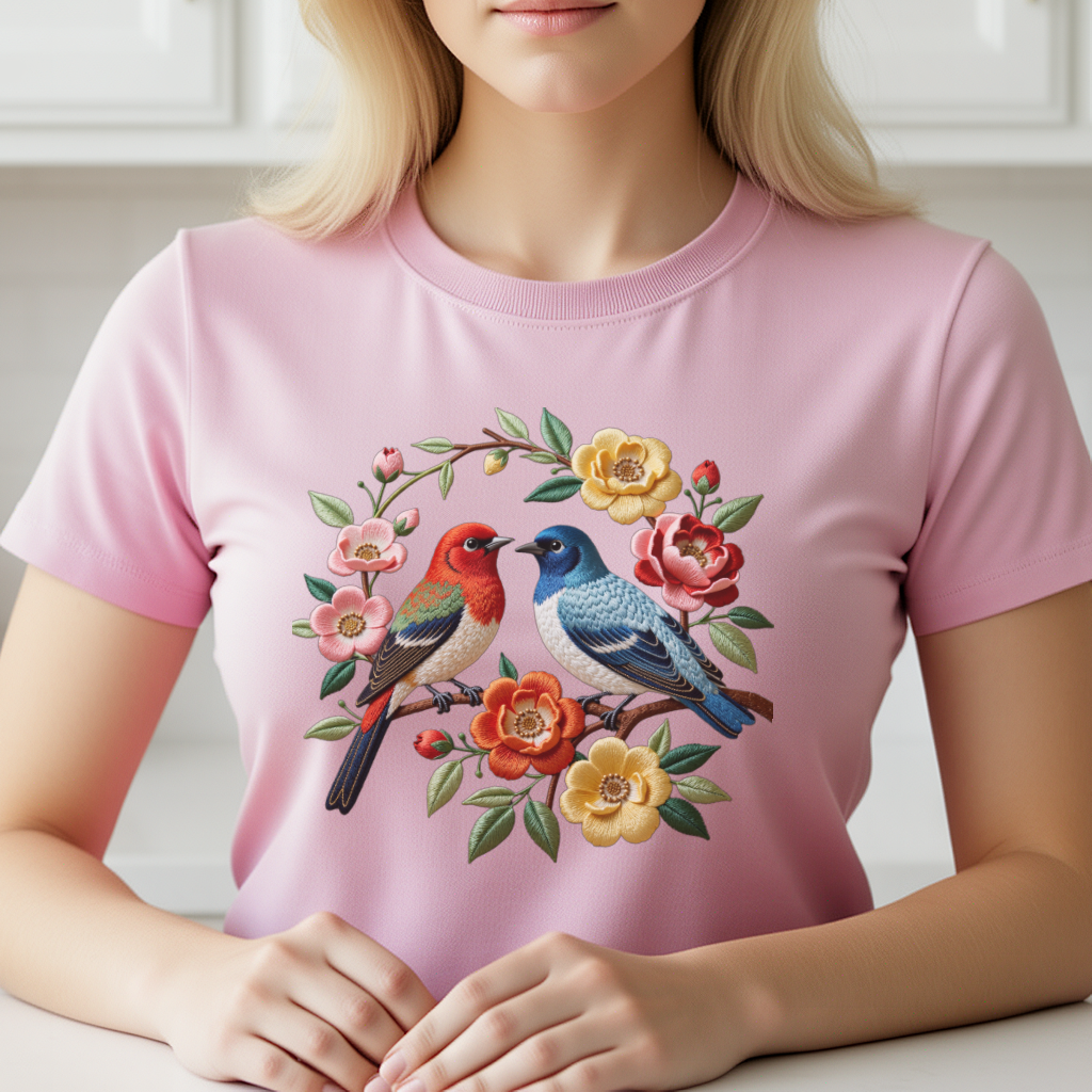 Embroidery On Jeans - 1 Piece of Bird Pattern Clothing