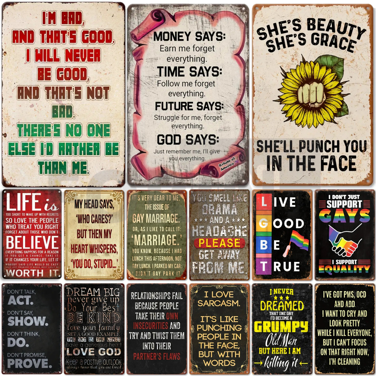 Embroidery Writing - Retro English Metal Sign-Humorous and Inspirational