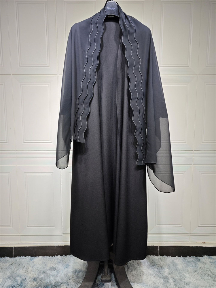 Embroidery Arabic - Ramadan Women Dubai Kimono Khimar 2