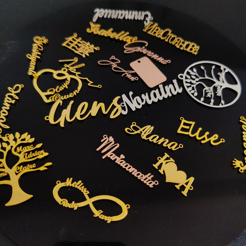 Embroidery Writing - Personalized Name Pendant Letter Logo Stainless