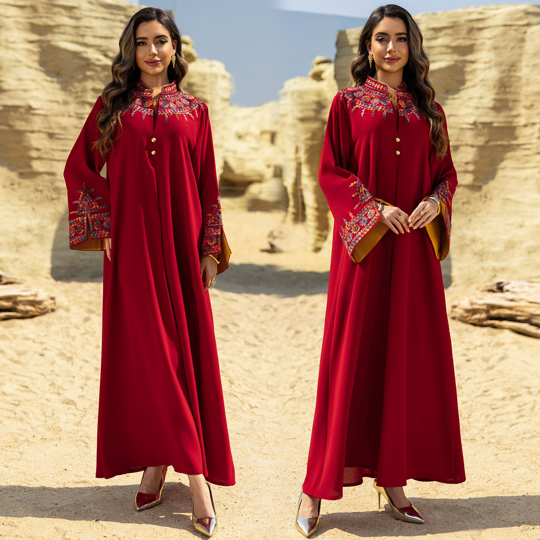 Embroidery Arabic - Ramadan Eid Evening Party Jalabiya Arab