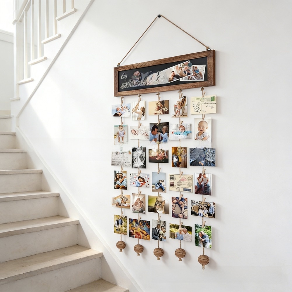 New Wooden Hanging Photo Clips - مراجعة Frame Display Wood وسعره