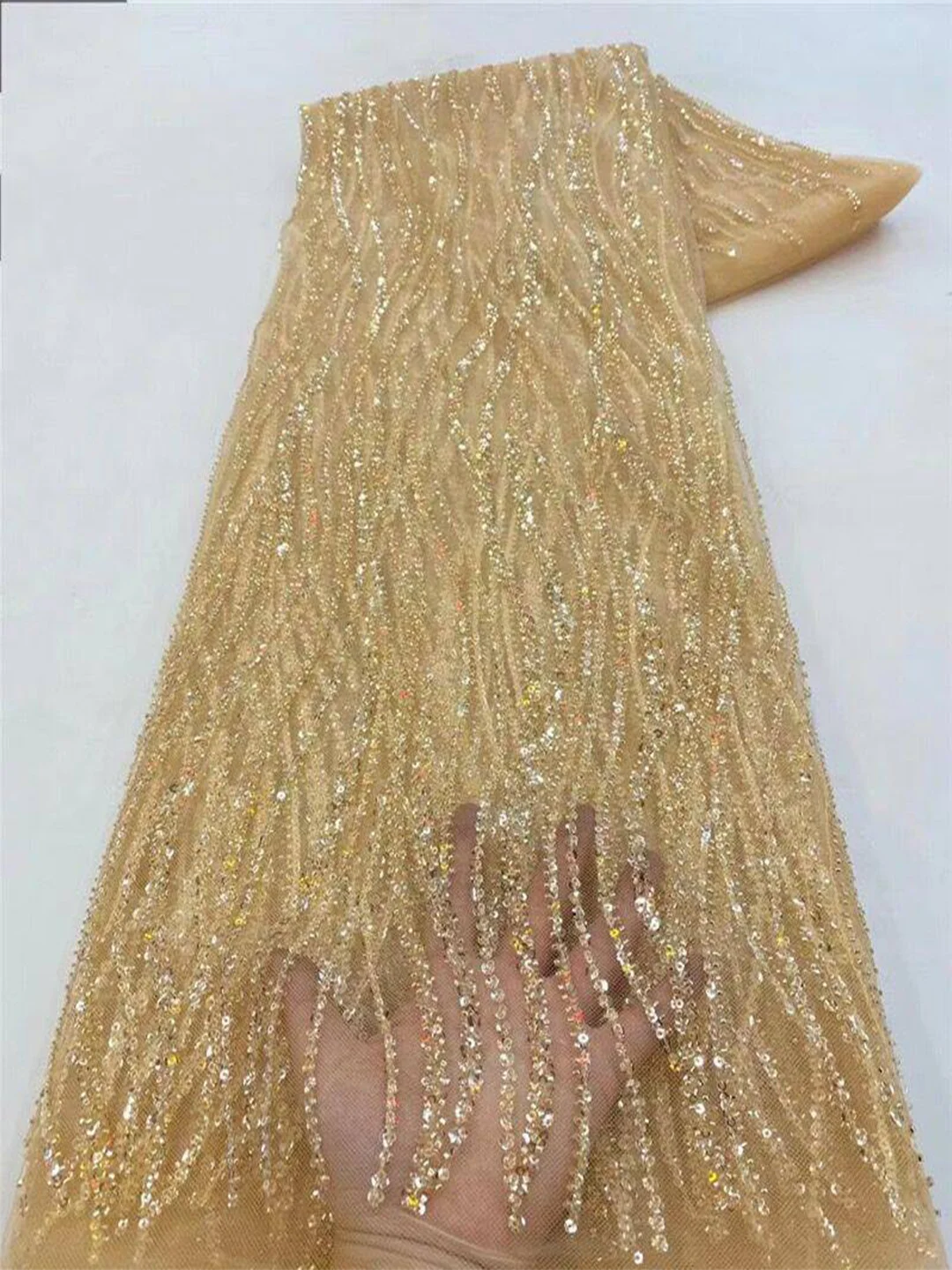 Gold Color Africa Embroidered  - مراجعة Embroidery Net Dress وسعره