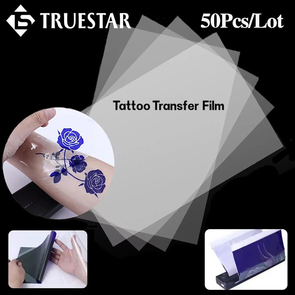 50PCS Transparent Tattoo Trans - مراجعة Transfer Paper Carbon وسعره
