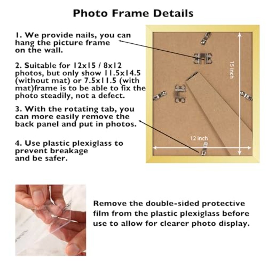 12x15 Picture Frame with Mat,  - مراجعة Frame Display Wood وسعره