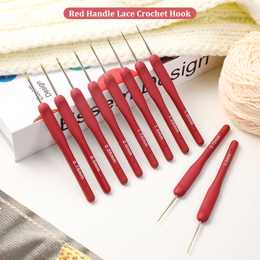 10pcs Red Crochet Set Kit Sili - مراجعة Embroidery Needle وسعره