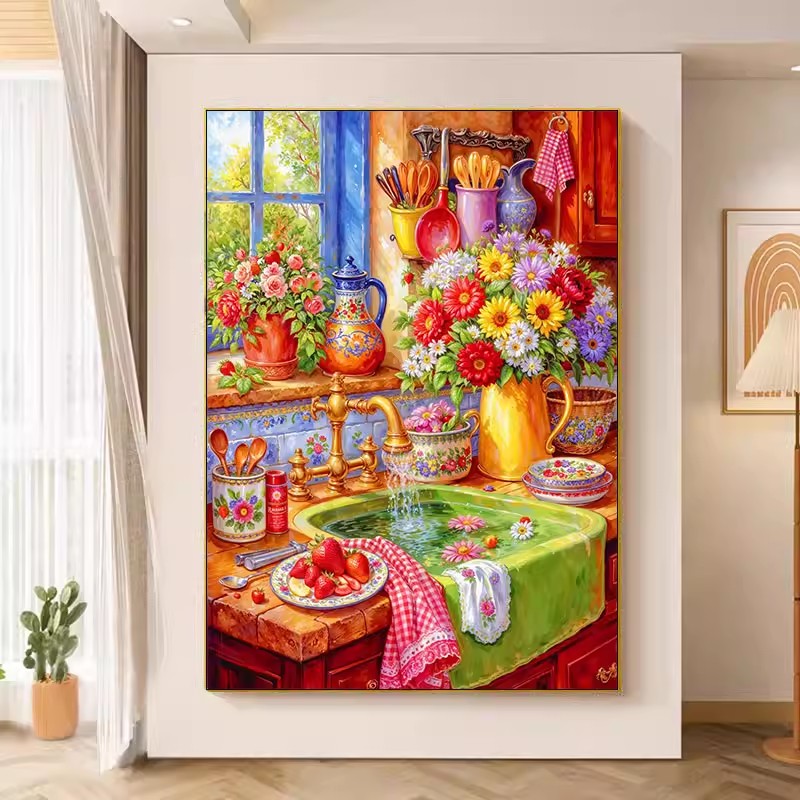 9ct 75x90cm Flower Kitchen Emb - مراجعة Embroidery Kitchen وسعره