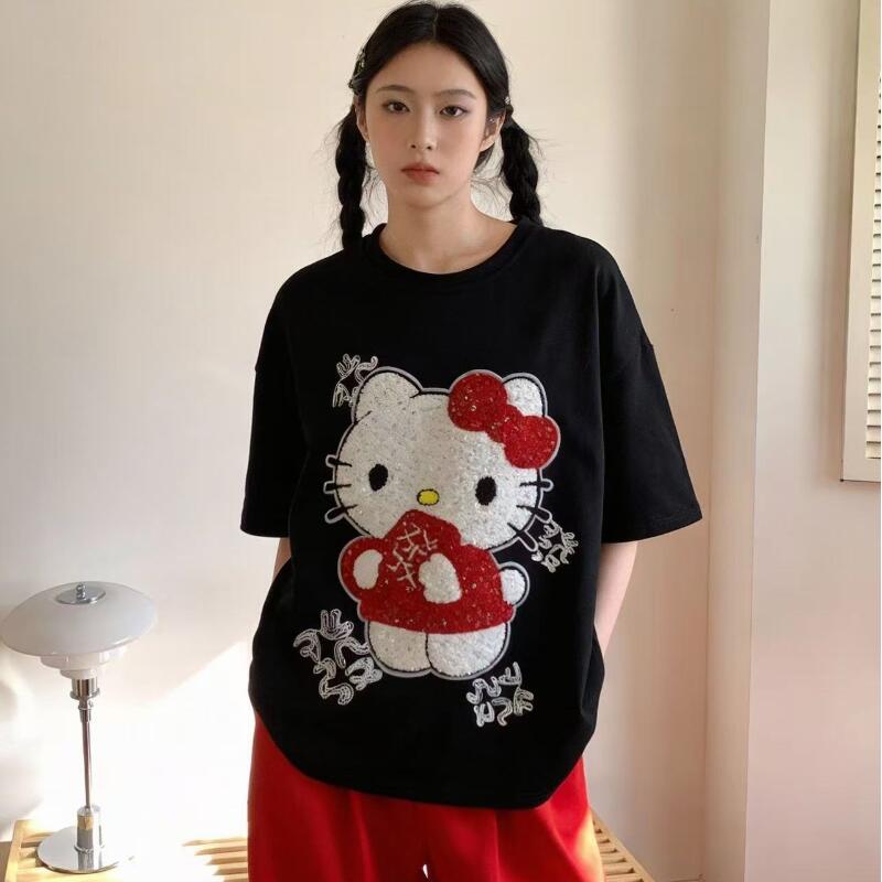 Cute Short-Sleeved Hello Kitty - مراجعة Embroidery Shirt وسعره