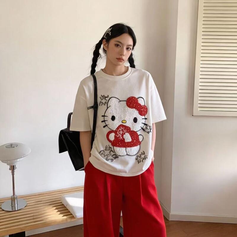 Cute Short-Sleeved Hello Kitty - مراجعة Embroidery Shirt وسعره