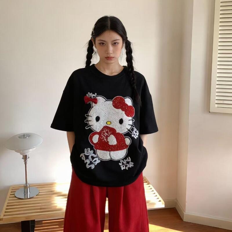 Cute Short-Sleeved Hello Kitty - مراجعة Embroidery Shirt وسعره