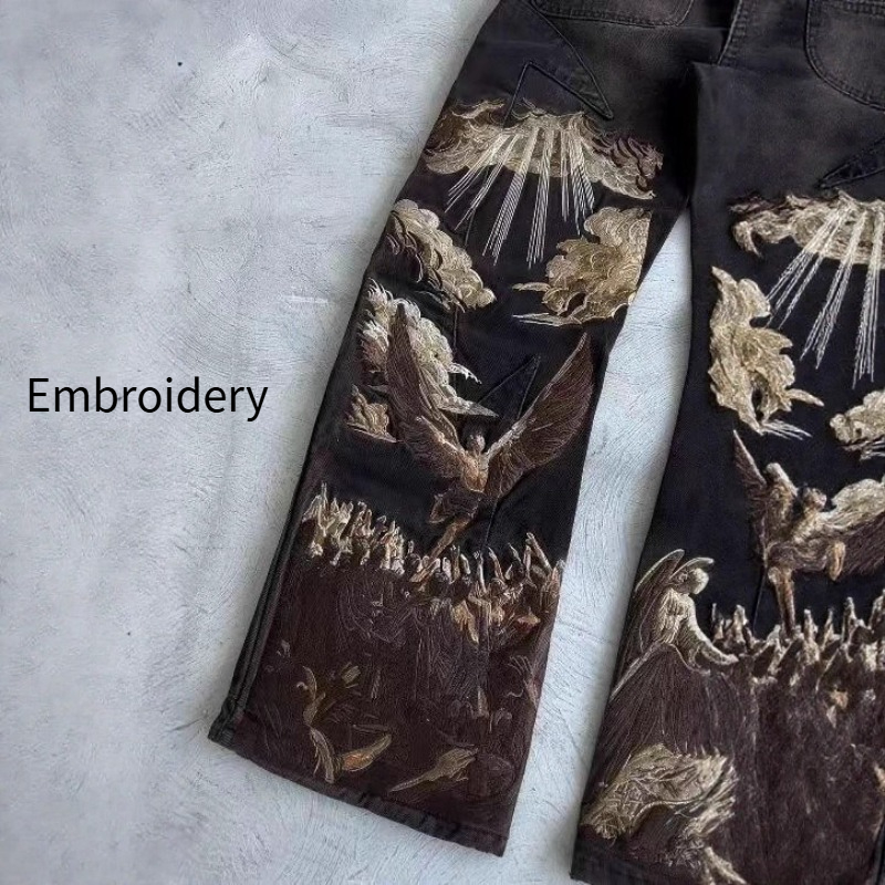 Mens Jeans Harajuku Y2K Street - مراجعة Embroidery On Jeans وسعره