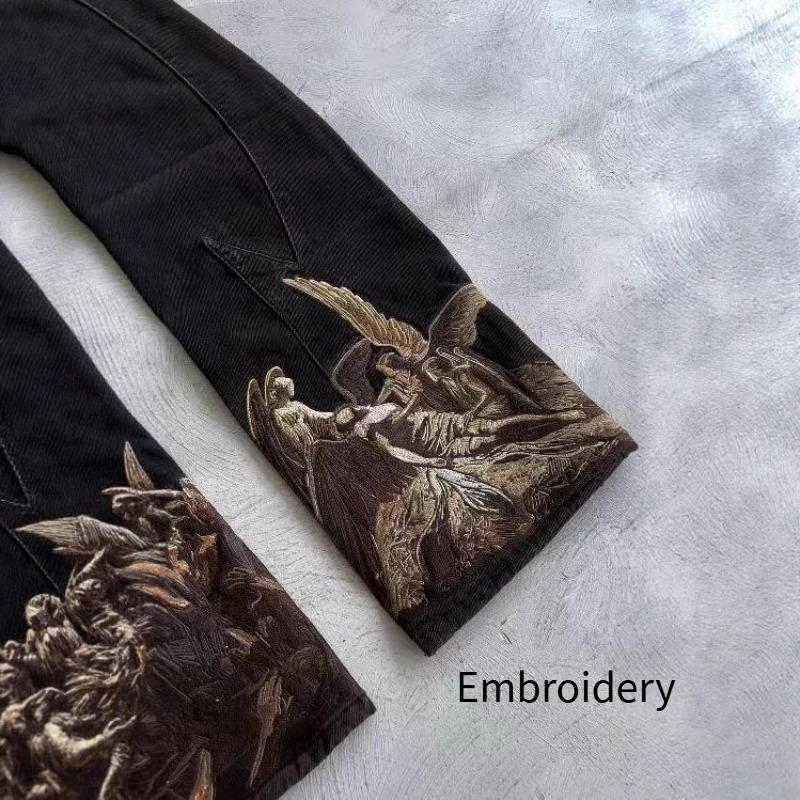 Mens Jeans Harajuku Y2K Street - مراجعة Embroidery On Jeans وسعره