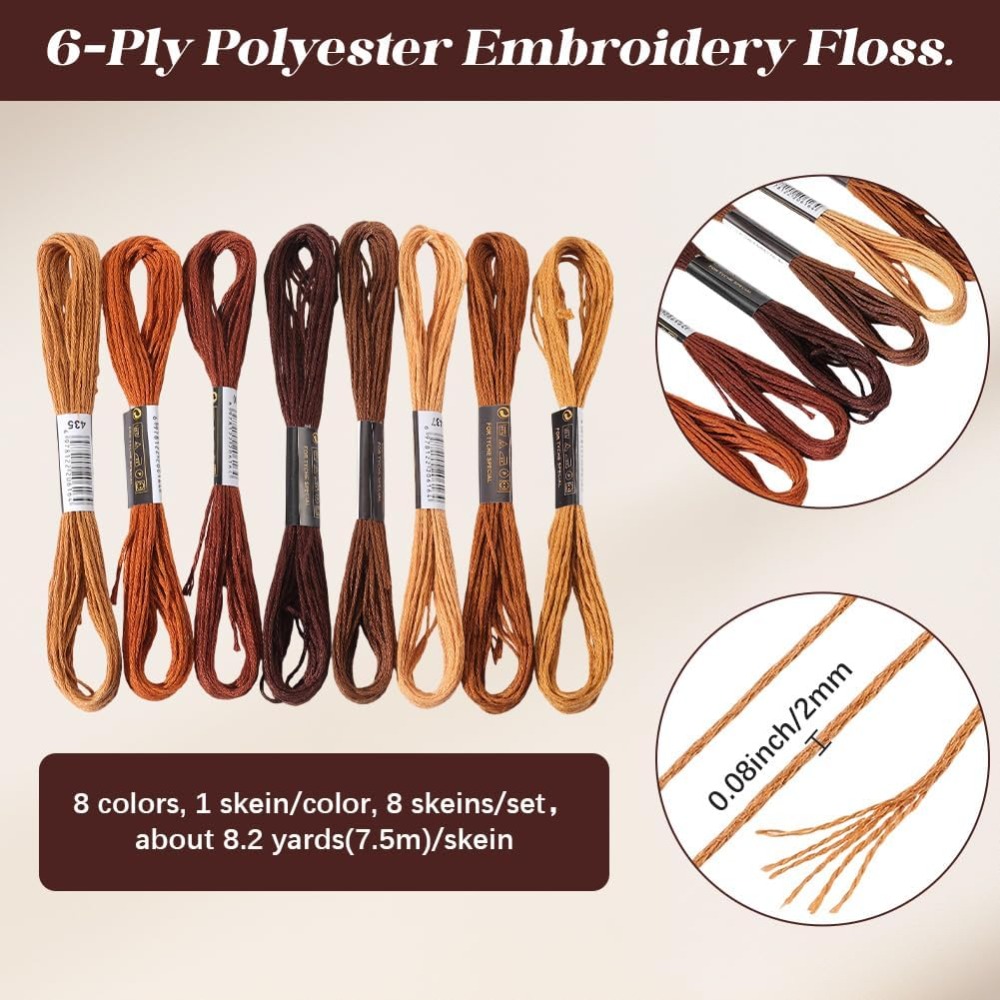 8 Skeins 6 Strands Brown Embro - مراجعة Embroidery Floss وسعره