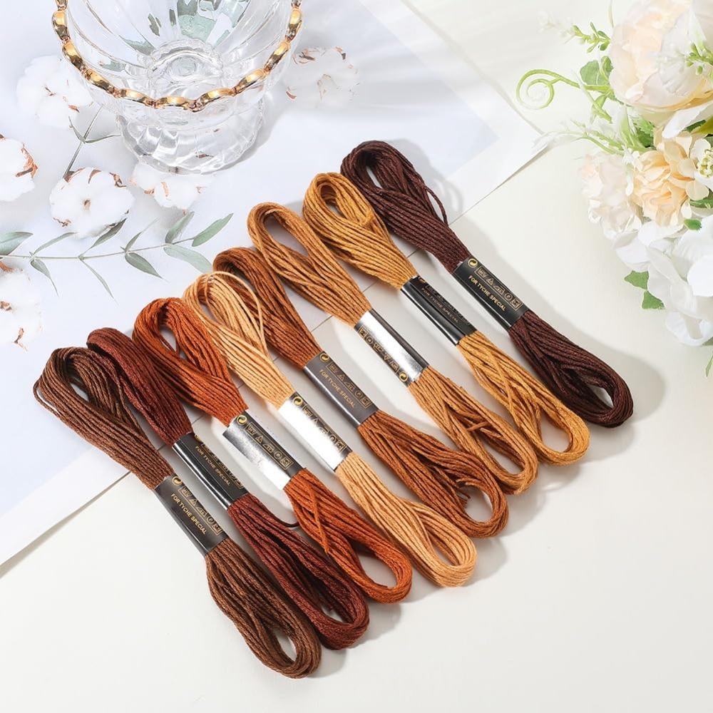 8 Skeins 6 Strands Brown Embro - مراجعة Embroidery Floss وسعره