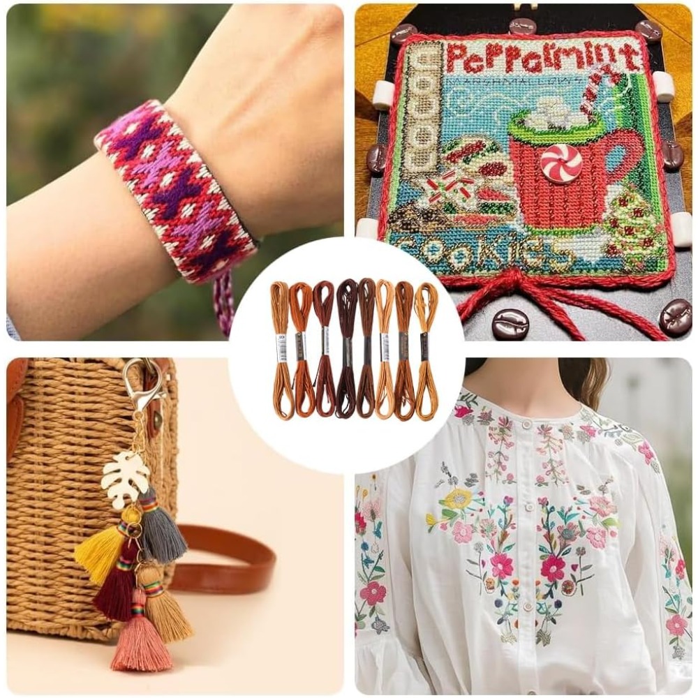 8 Skeins 6 Strands Brown Embro - مراجعة Embroidery Floss وسعره