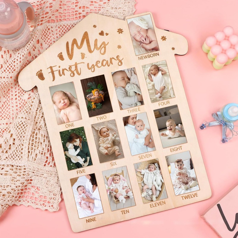 Wooden Baby Commemorative Phot - مراجعة Frame Display Wood وسعره