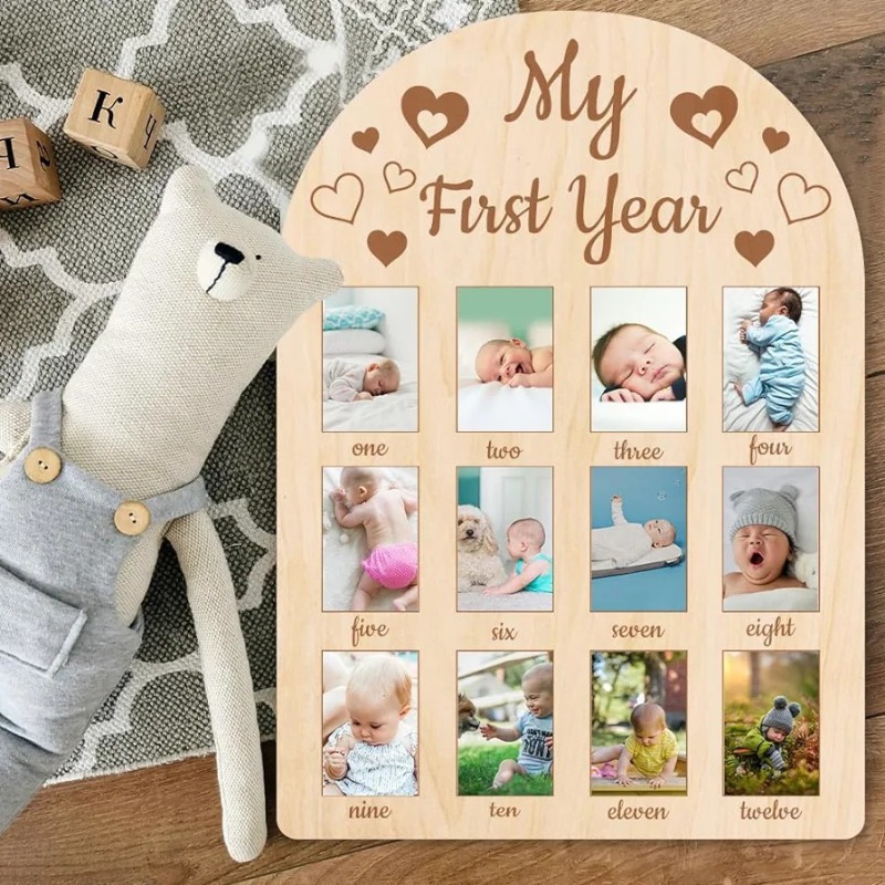 Wooden Baby Commemorative Phot - مراجعة Frame Display Wood وسعره