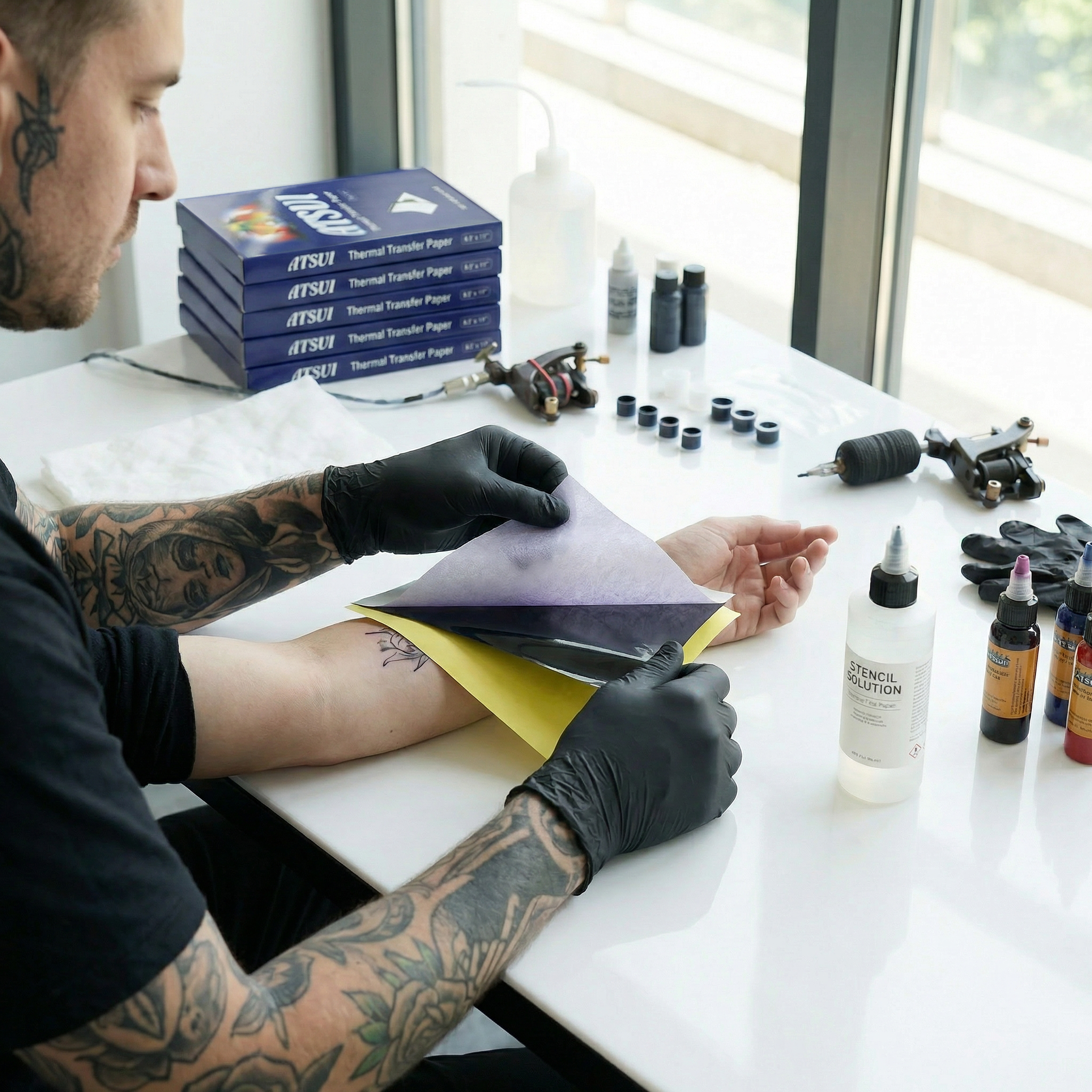 MAMBA 100/50/20/10PCS Tattoo T - مراجعة Transfer Paper Carbon وسعره