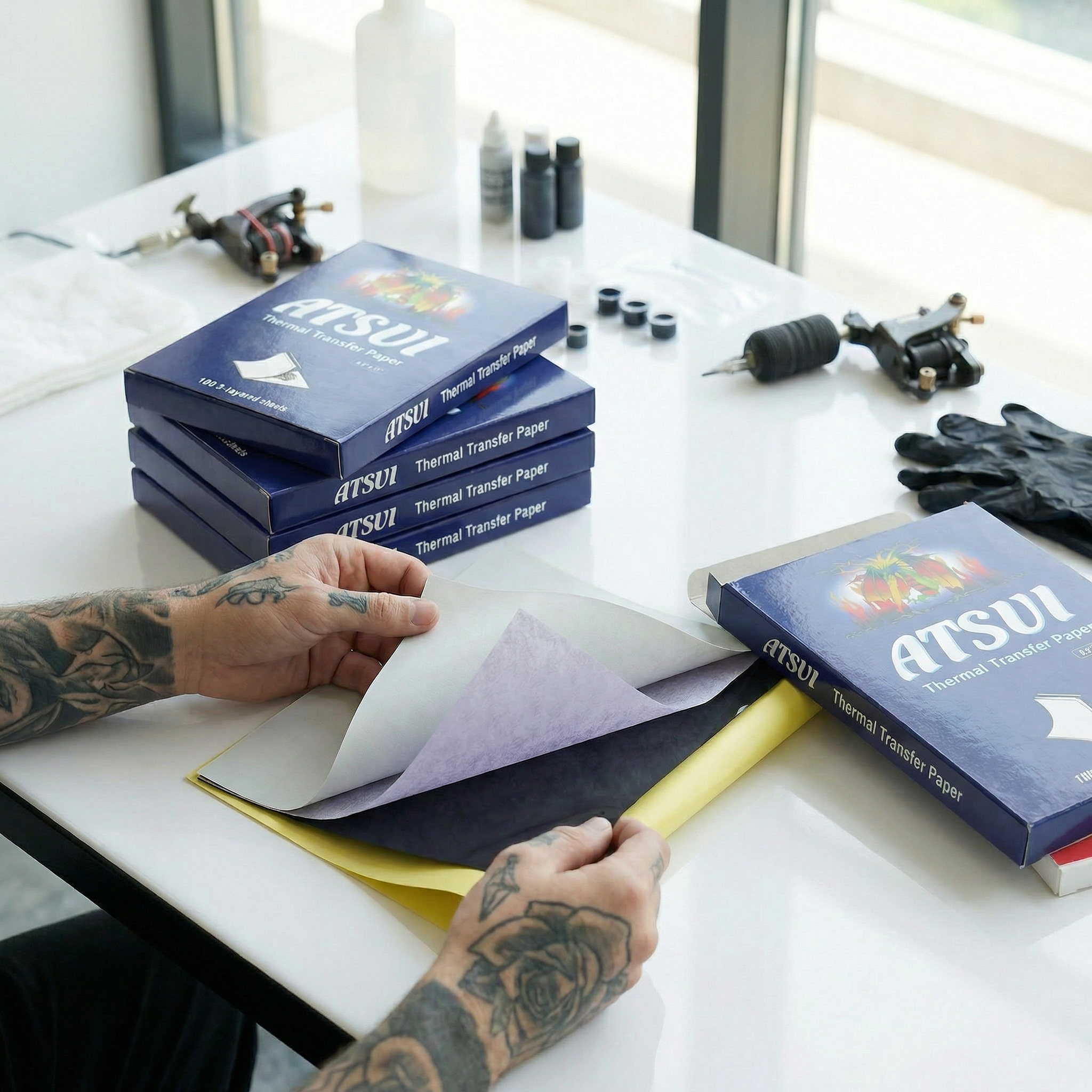 MAMBA 100/50/20/10PCS Tattoo T - مراجعة Transfer Paper Carbon وسعره