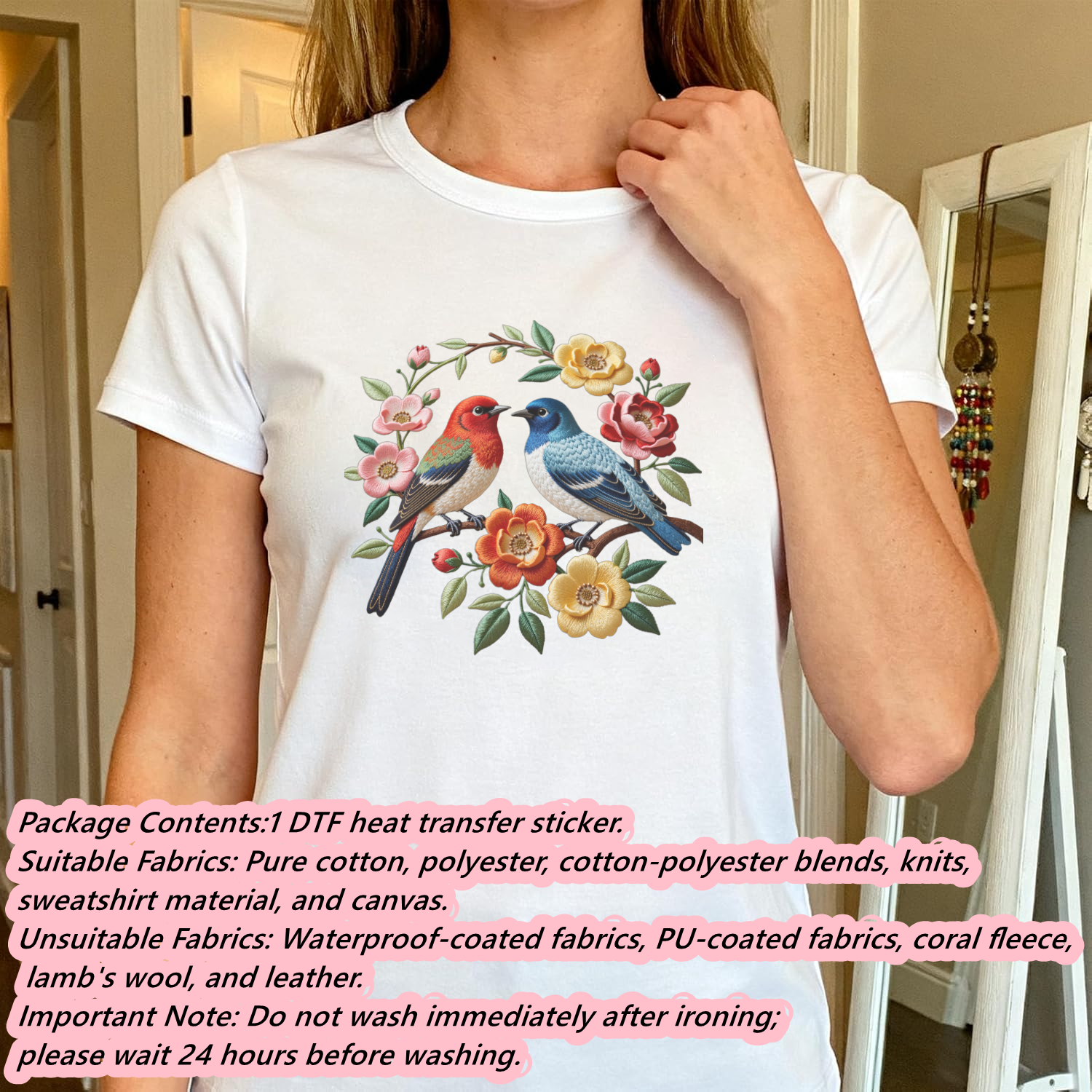 1 Piece of Bird Pattern Clothi - مراجعة Embroidery On Jeans وسعره