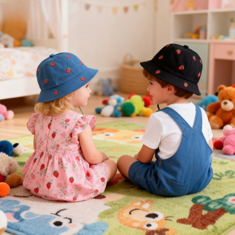Girl Fisherman Hat with Strawb - مراجعة Embroidery Cap وسعره