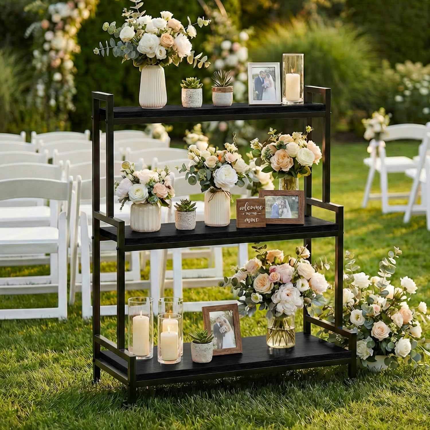 Rolling Ladder Style 3-Tier Pl - مراجعة Frame Display Wood وسعره