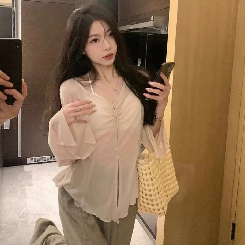 Sheer Flare Sleeve Blouse - Y2 - مراجعة Embroidery Shirt وسعره
