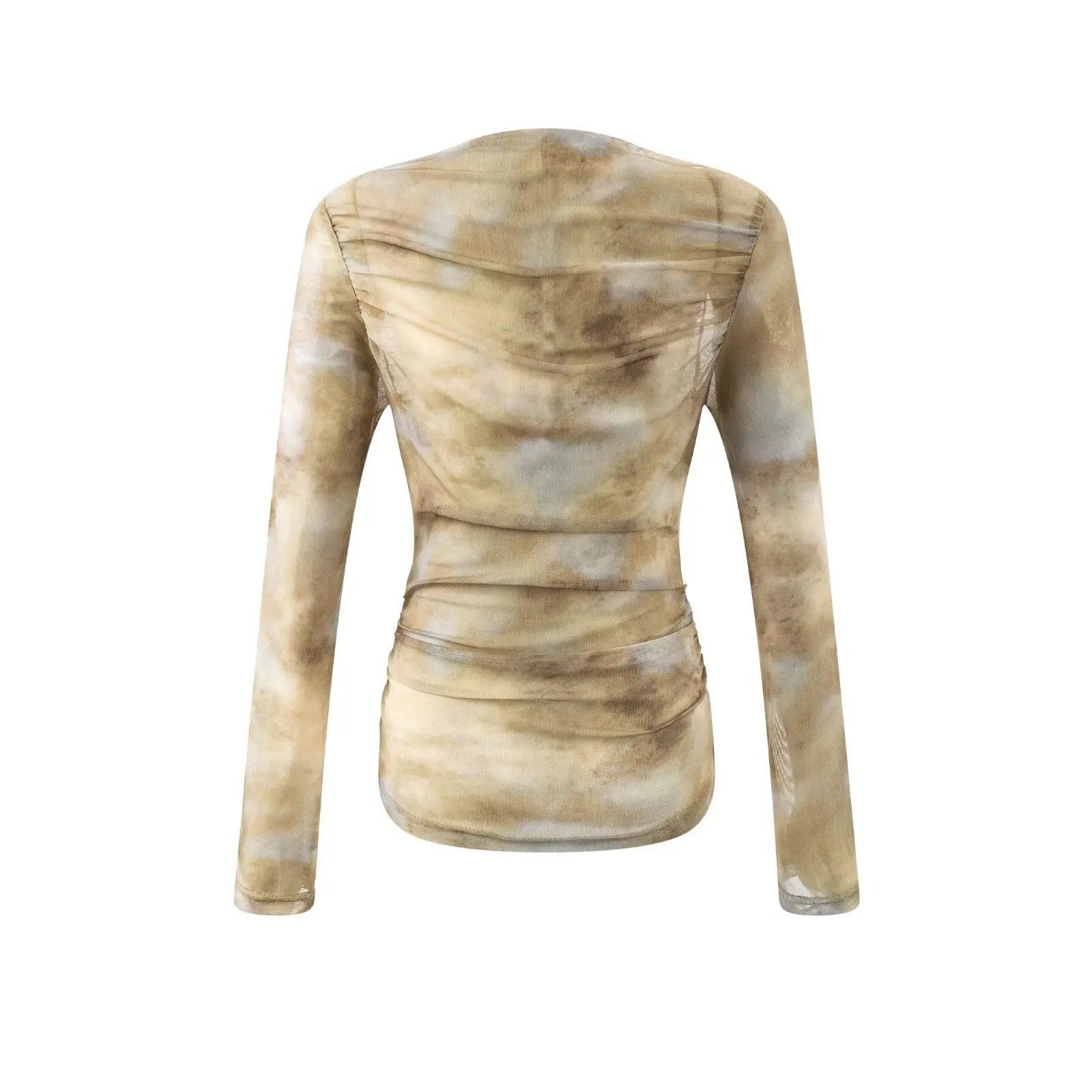 2025 Sexy Tie-Dye Print Ruched - مراجعة Embroidery Shirt وسعره