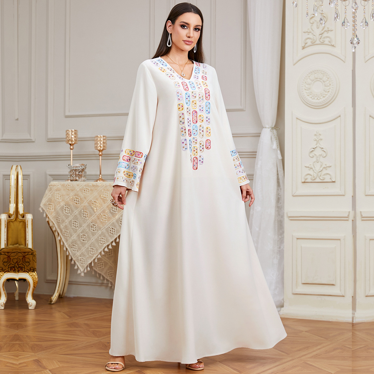 Dubai Dress Women Kaftan Eid A - مراجعة Embroidery Arabic وسعره