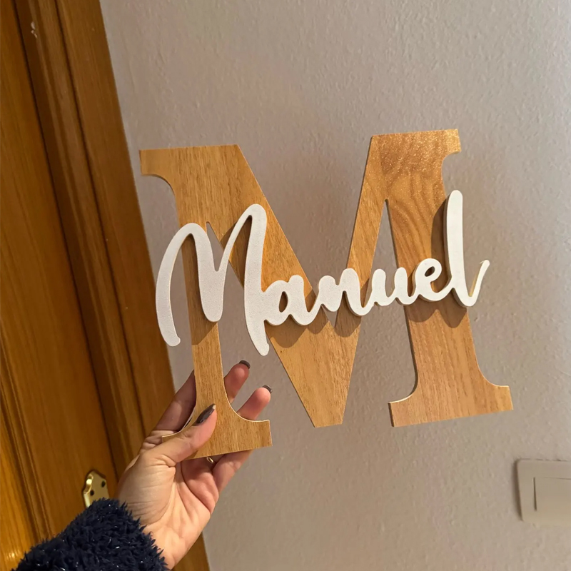 Custom Initials Sign Wooden Wa - مراجعة Embroidery Writing وسعره