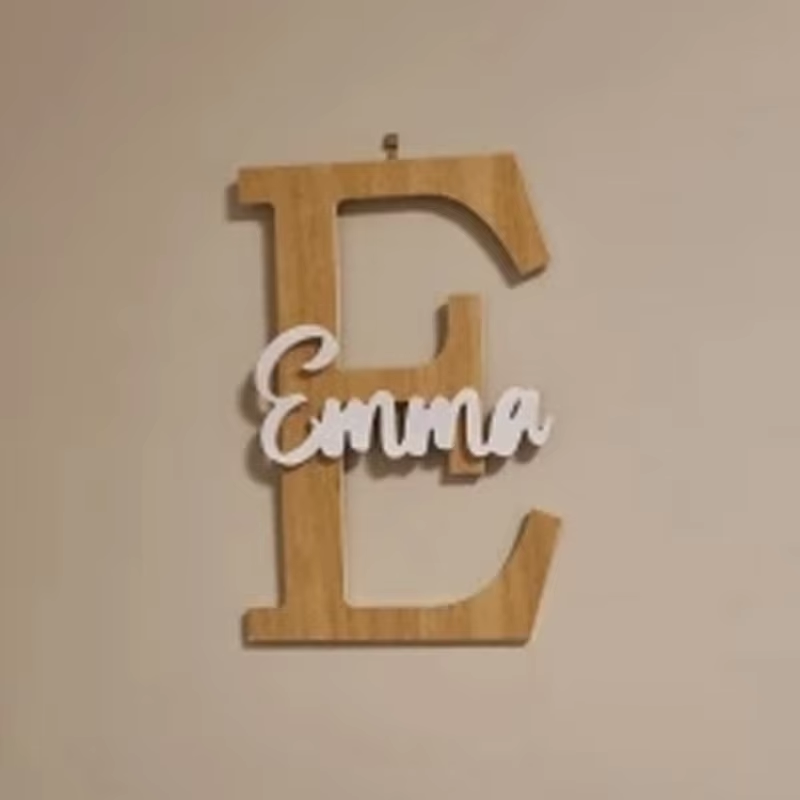 Custom Initials Sign Wooden Wa - مراجعة Embroidery Writing وسعره