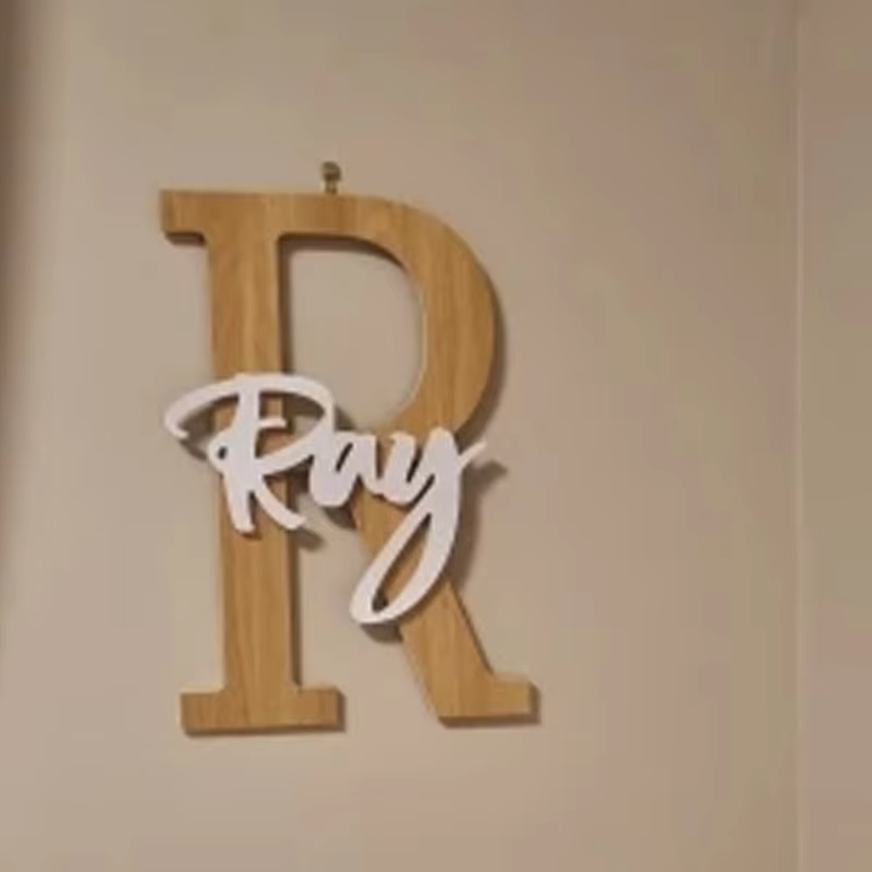 Custom Initials Sign Wooden Wa - مراجعة Embroidery Writing وسعره