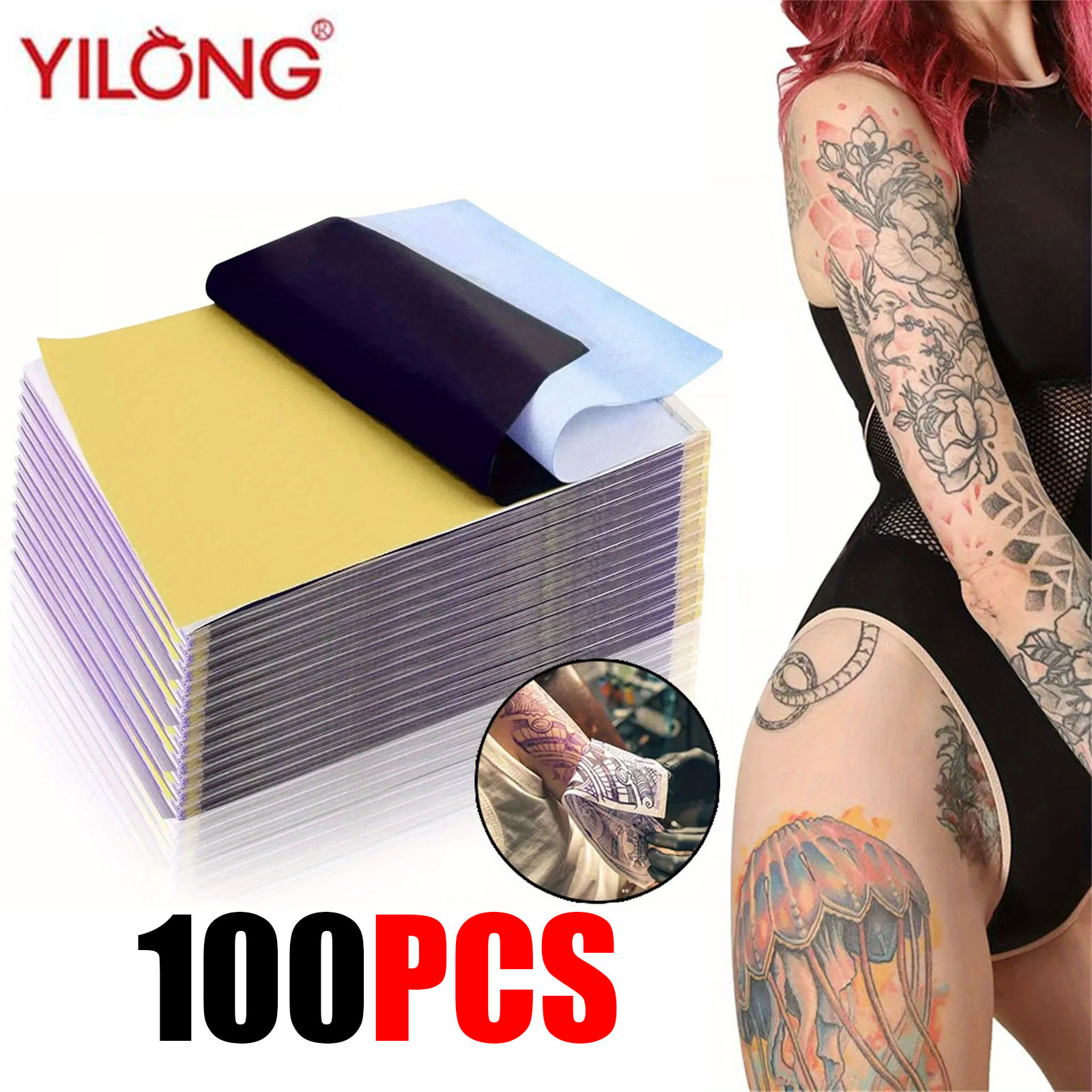 100PCS Professional Tattoo Tra - مراجعة Transfer Paper Carbon وسعره
