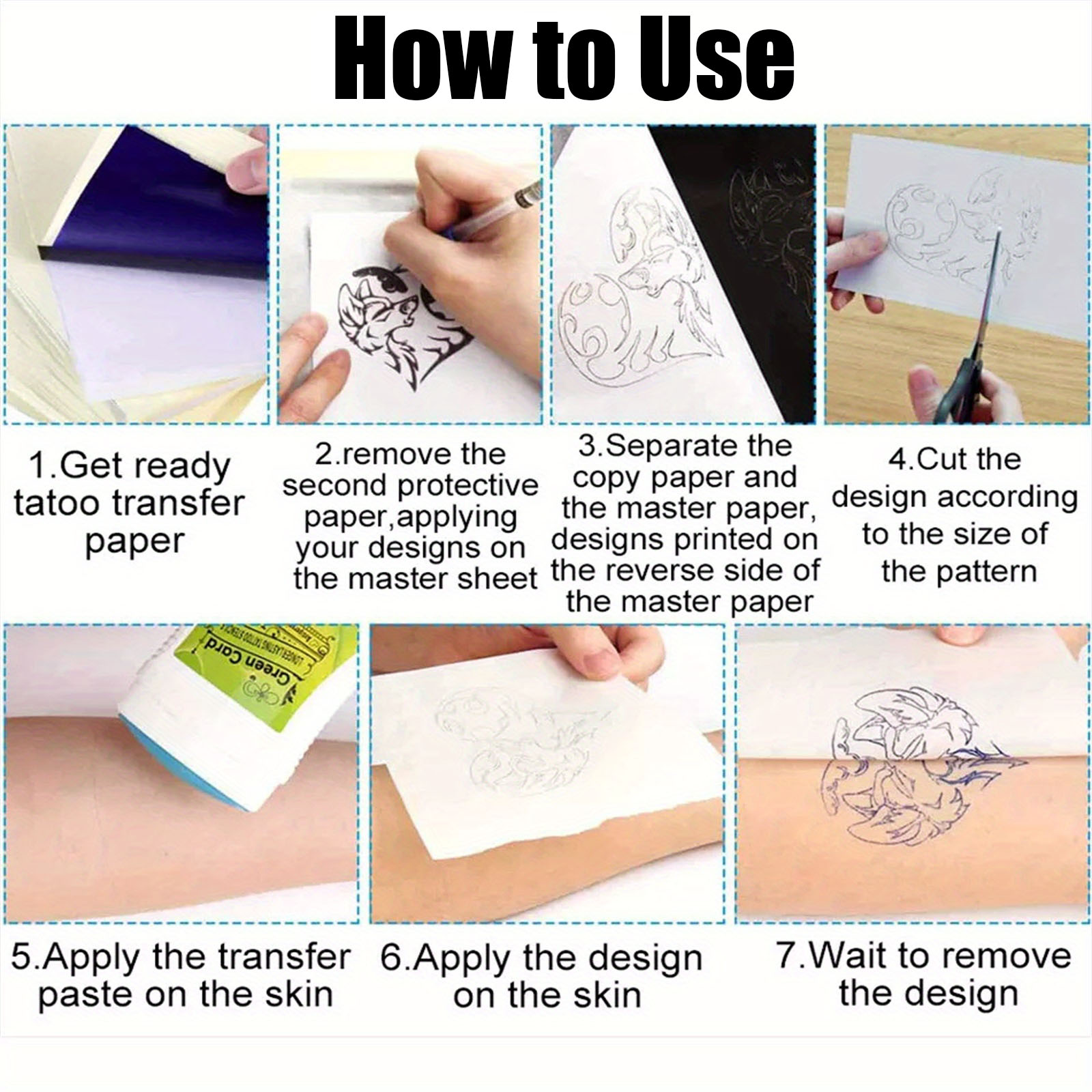 100PCS Professional Tattoo Tra - مراجعة Transfer Paper Carbon وسعره
