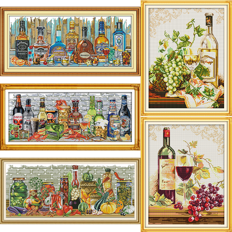 Wine and Bottle Collection Pri - مراجعة Embroidery Kitchen وسعره