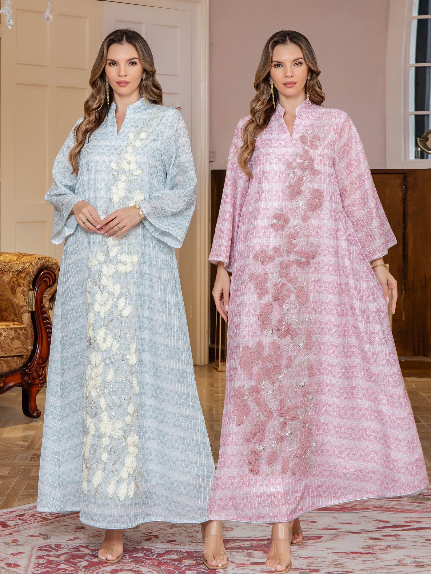 New Muslim Nail Brick Robe Mid - مراجعة Embroidery Arabic وسعره