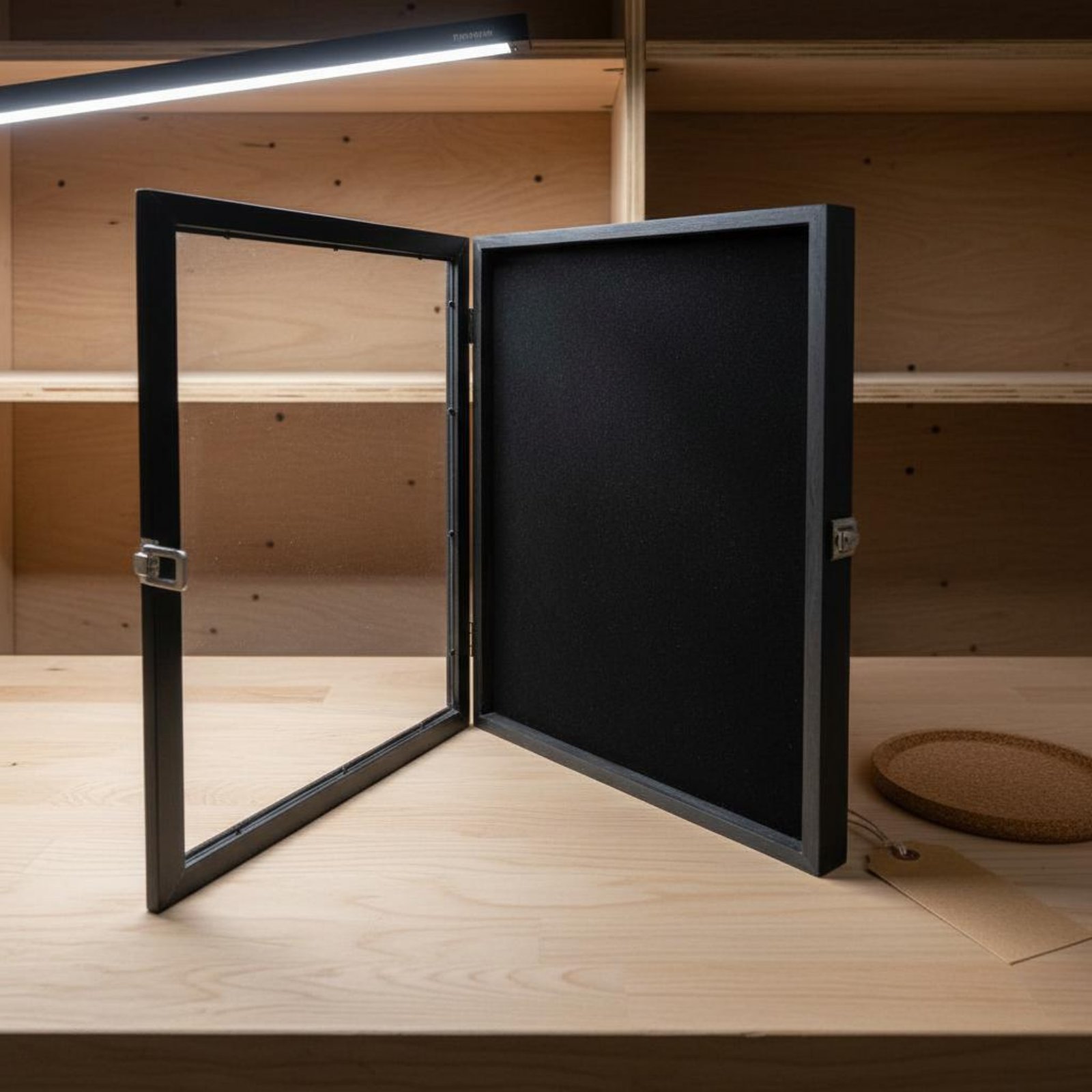 Badge Display Frame Transparen - مراجعة Frame Display Wood وسعره