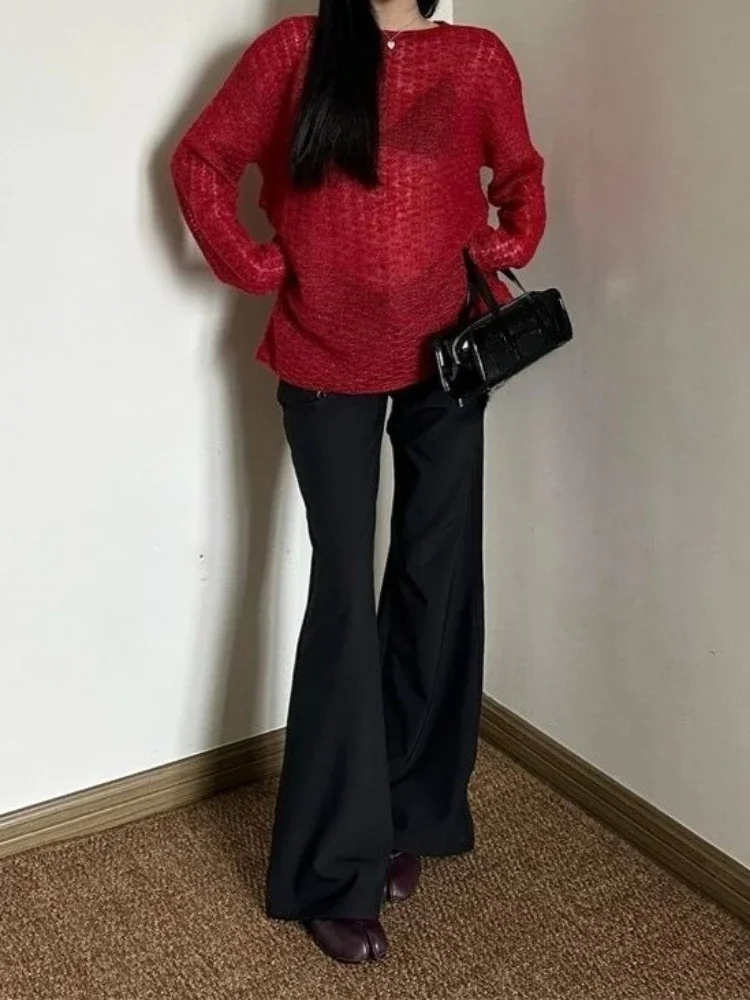 Y2K See-Through Knitted Women' - مراجعة Embroidery Shirt وسعره