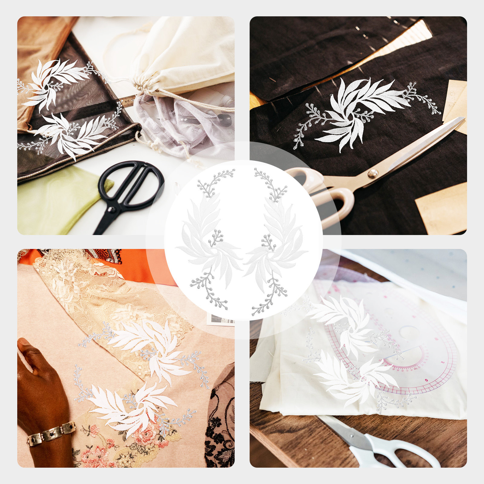 2Pcs Leaf Embroidery Applique  - مراجعة Embroidery On Jeans وسعره